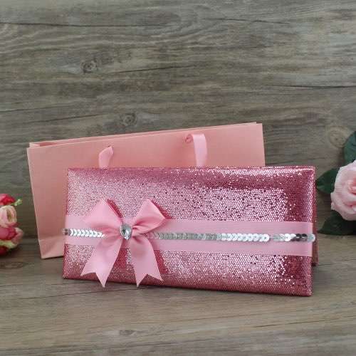 Silk Invitation Card with Hand Bag Beautiful Invitation Card Pink 